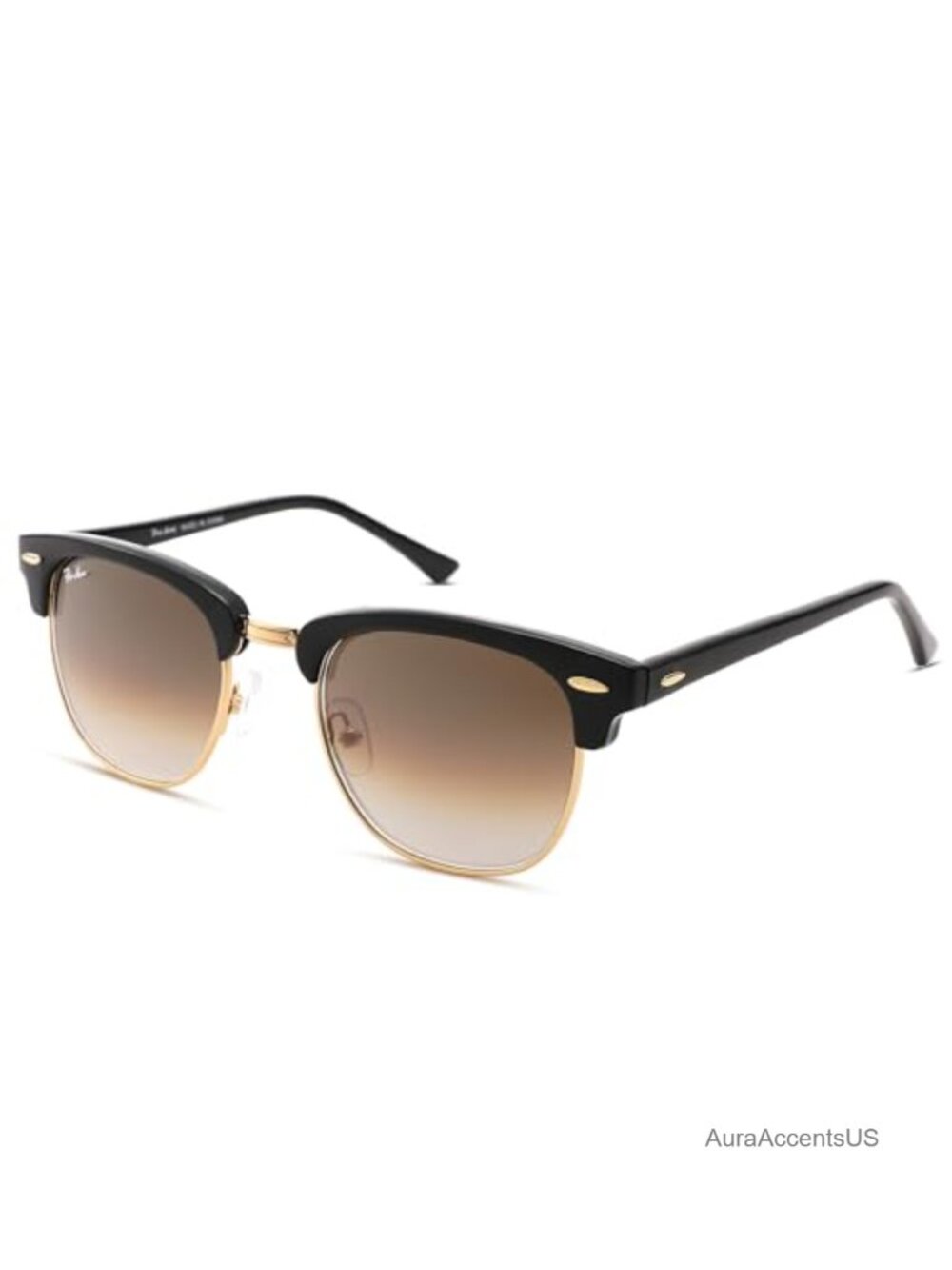 UV400 Semi-Rimless Square Sunglasses Glass Lens Unisex Adults